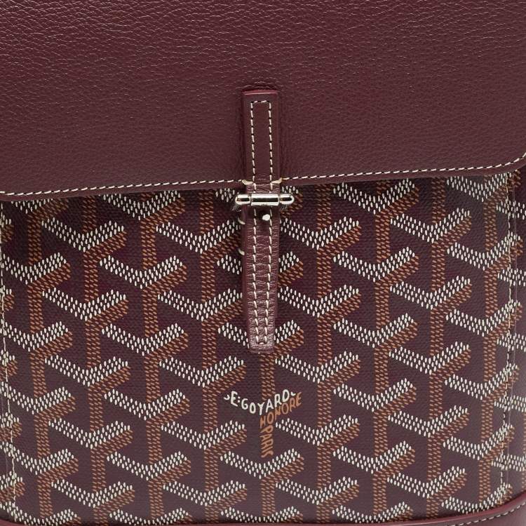 Pre Owned Goyard Alpin Mini Burgundy Goyardine Coated Canvas and Leather Backpack