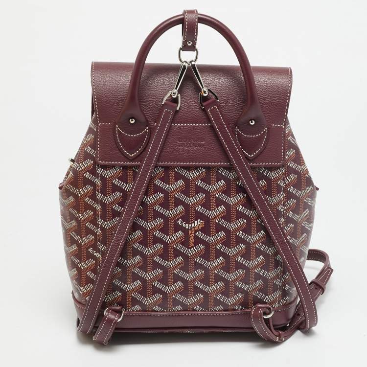 Pre Owned Goyard Alpin Mini Burgundy Goyardine Coated Canvas and Leather Backpack