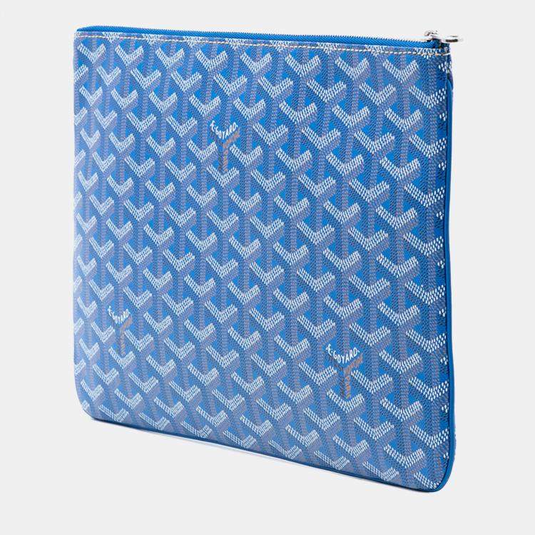 Pre Owned Goyard Blue Goyardine Senat MM