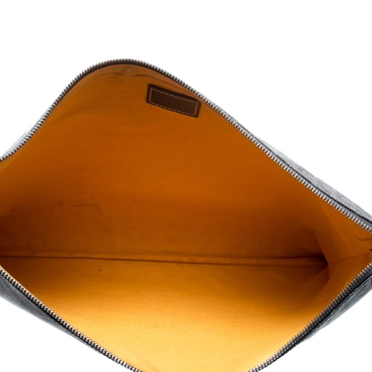 Pre Owned Goyard Grey Chevron Print Coated Canvas Senat Clutch 