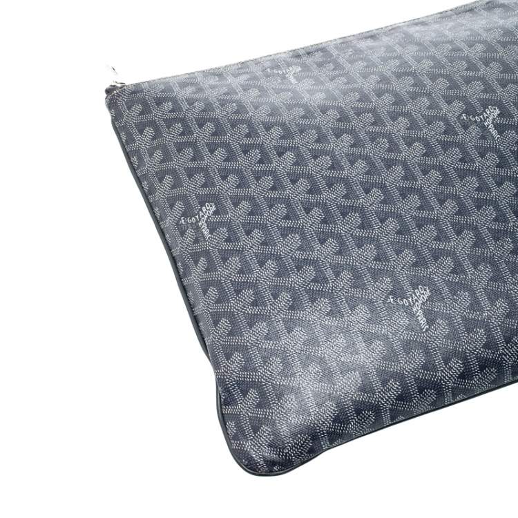 Pre Owned Goyard Grey Chevron Print Coated Canvas Senat Clutch 