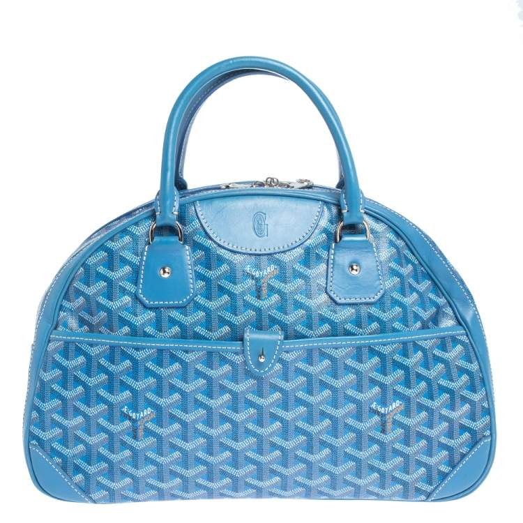 Pre Owned Goyard Blue Goyardine Coated Canvas and Leather St. Jeanne MM Bag