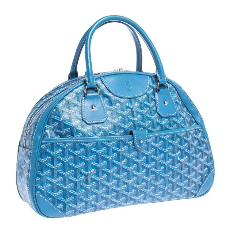 Pre Owned Goyard Blue Goyardine Coated Canvas and Leather St. Jeanne MM Bag