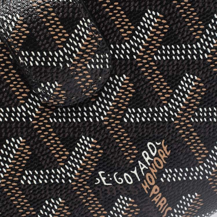 Pre Owned Goyard Black Coated Canvas Goyardine Tuileries Zip Compact Wallet