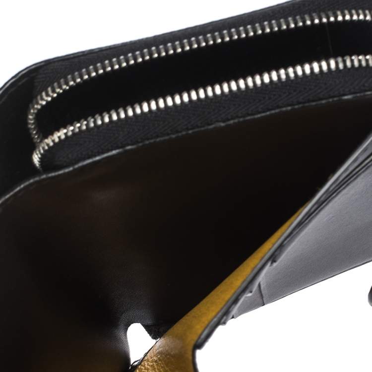 Pre Owned Goyard Black Coated Canvas Goyardine Tuileries Zip Compact Wallet