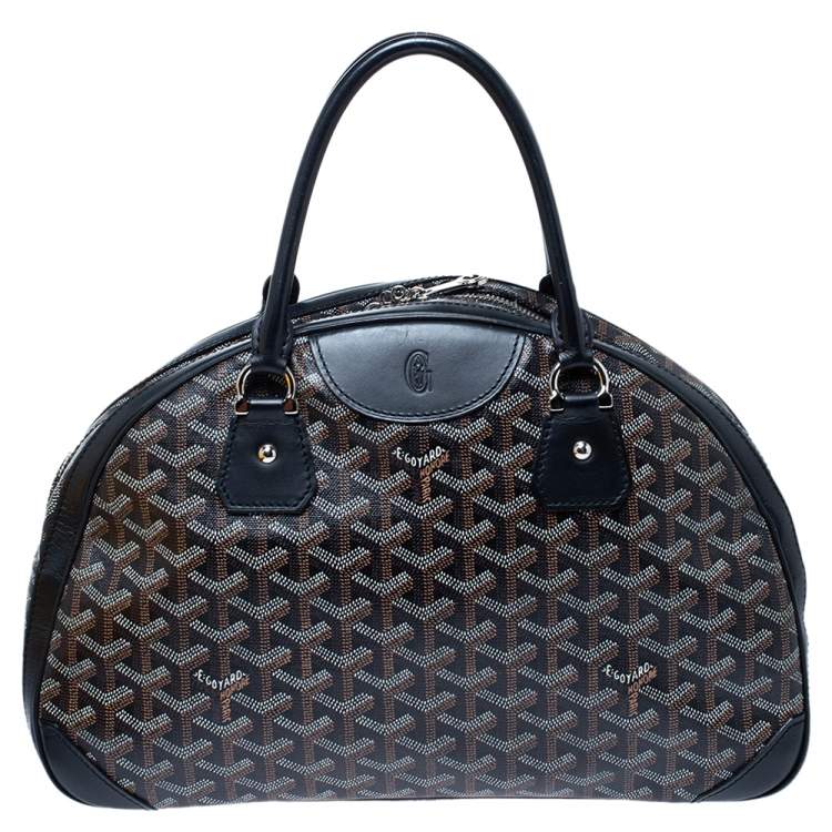 Pre Owned Goyard Black Goyardine  Coated Canvas and Leather St. Jeanne MM Bowler Bag