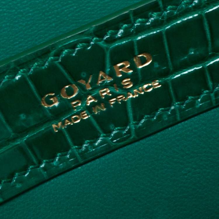 Pre Owned Goyard Green Crocodile Saigon PM Top Handle Bag