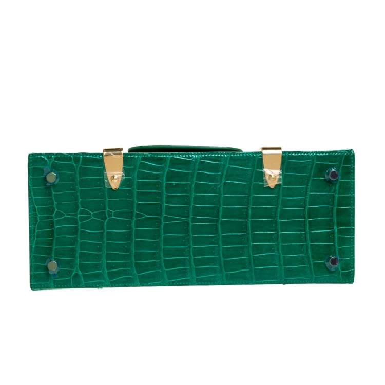 Pre Owned Goyard Green Crocodile Saigon PM Top Handle Bag