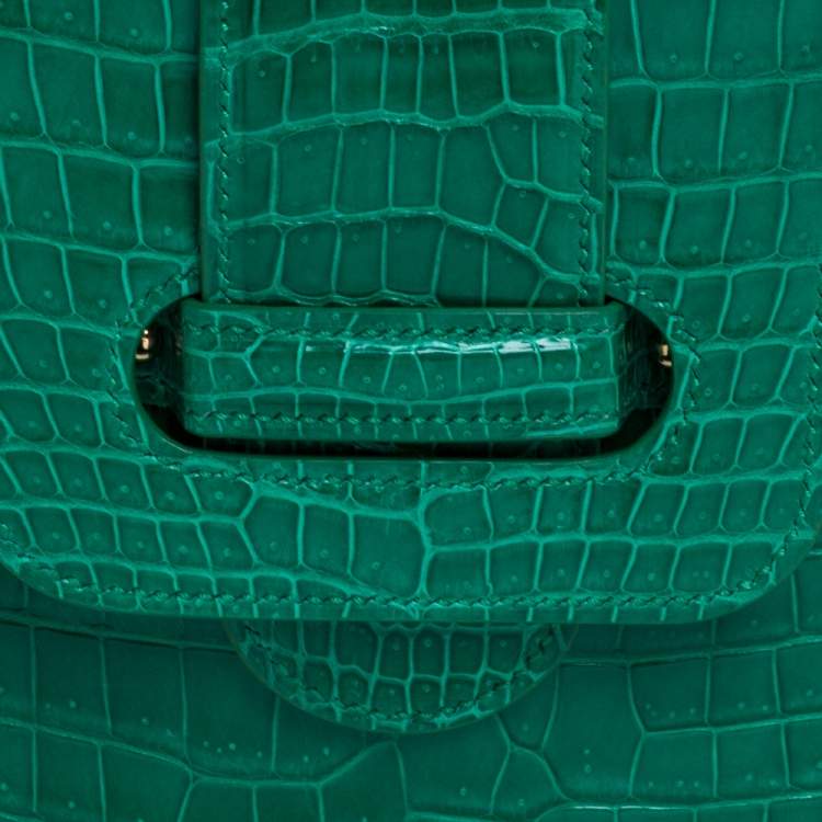 Pre Owned Goyard Green Crocodile Saigon PM Top Handle Bag