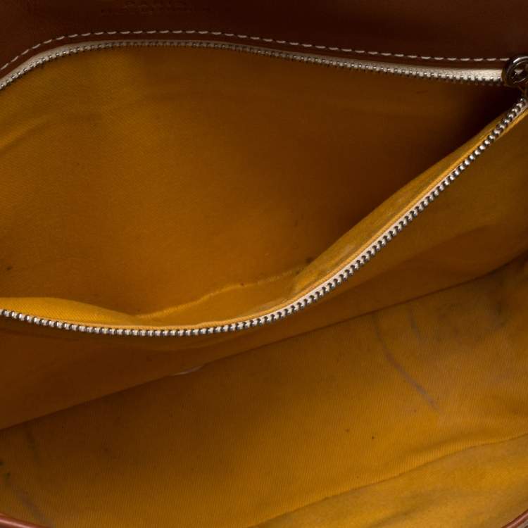 Pre Owned Goyard Brown Goyardine Coated Canvas and Leather Belvedere MM Saddle Bag