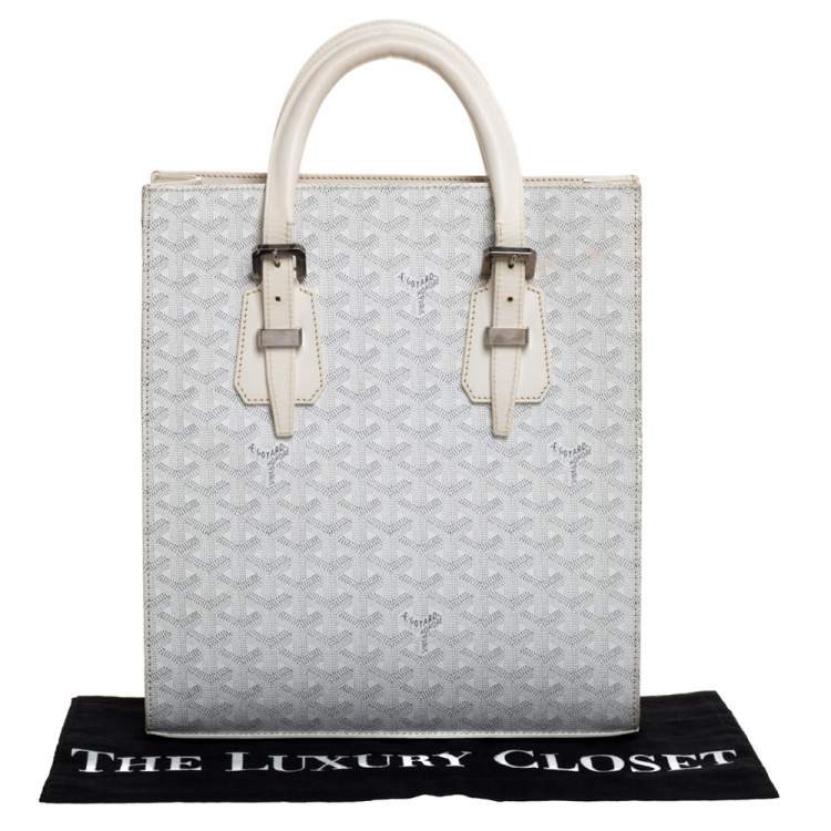 Pre Owned Goyard White Goyardine Coated Canvas and Leather Comores PM Tote