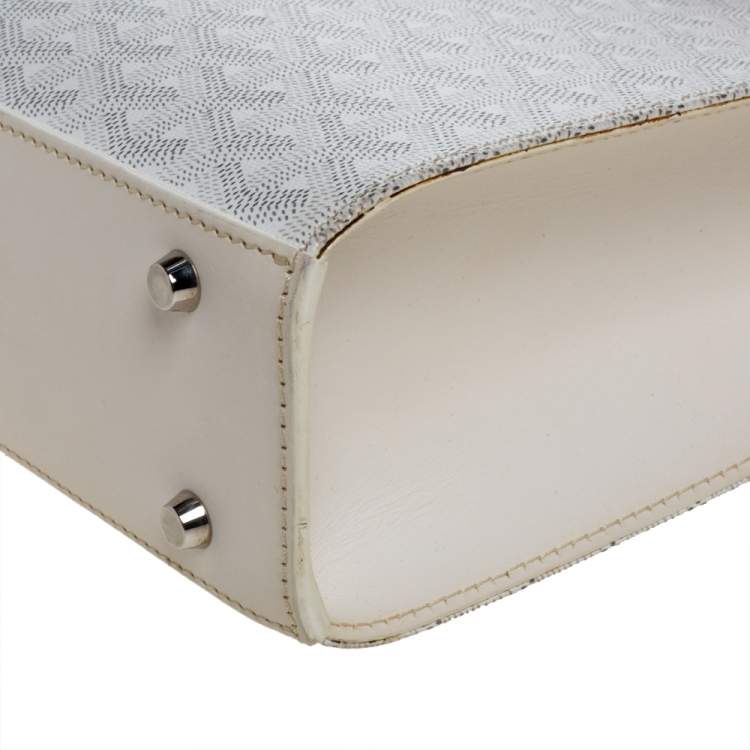 Pre Owned Goyard White Goyardine Coated Canvas and Leather Comores PM Tote