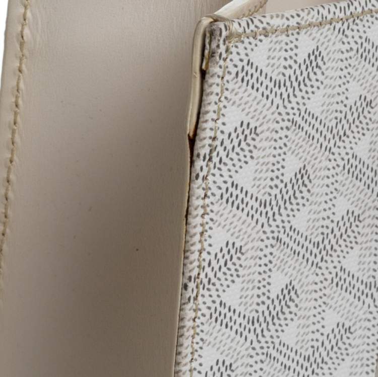Pre Owned Goyard White Goyardine Coated Canvas and Leather Comores PM Tote