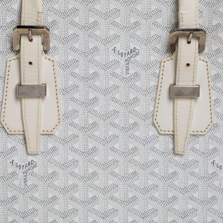 Pre Owned Goyard White Goyardine Coated Canvas and Leather Comores PM Tote