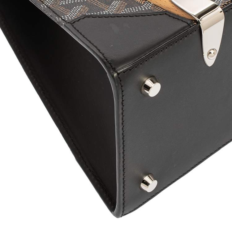 Pre Owned Goyard Black Coated Canvas and Leather PM Saigon Top Handle Bag