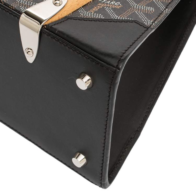 Pre Owned Goyard Black Coated Canvas and Leather PM Saigon Top Handle Bag