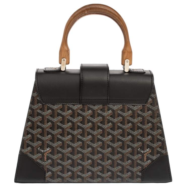 Pre Owned Goyard Black Coated Canvas and Leather PM Saigon Top Handle Bag