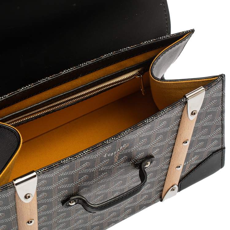 Pre Owned Goyard Black Coated Canvas and Leather PM Saigon Top Handle Bag