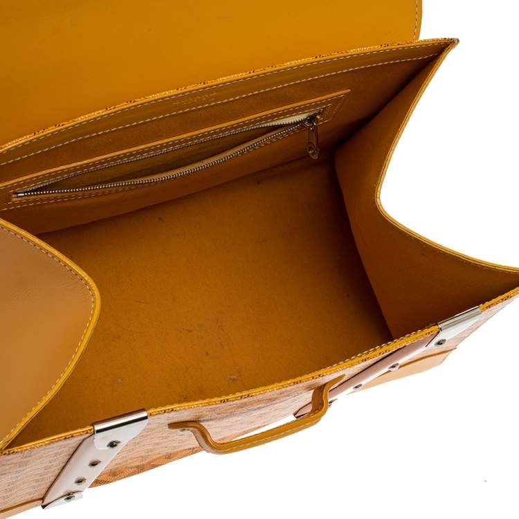 Pre Owned Goyard Yellow Coated Canvas and Leather MM Saigon Top Handle Bag
