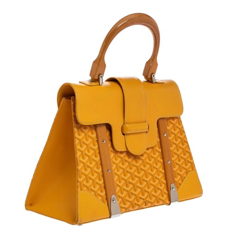 Pre Owned Goyard Yellow Coated Canvas and Leather MM Saigon Top Handle Bag