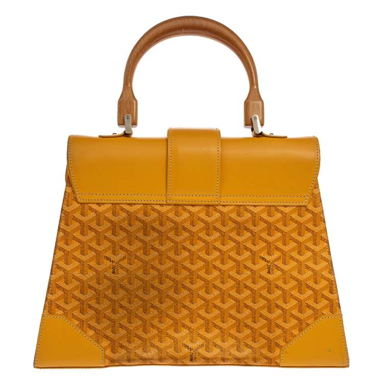 Pre Owned Goyard Yellow Coated Canvas and Leather MM Saigon Top Handle Bag
