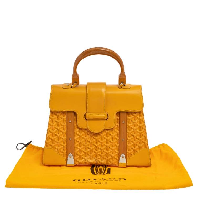 Pre Owned Goyard Yellow Coated Canvas and Leather MM Saigon Top Handle Bag