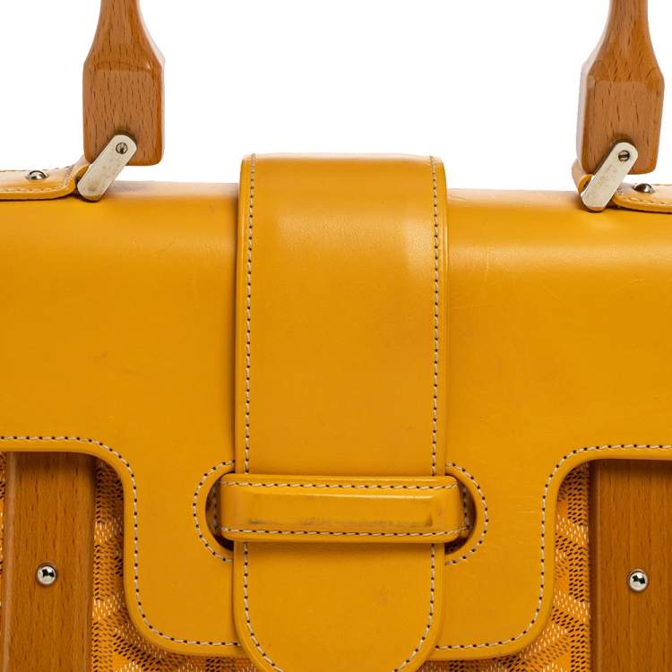 Pre Owned Goyard Yellow Coated Canvas and Leather MM Saigon Top Handle Bag
