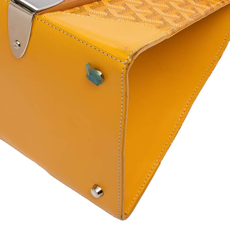 Pre Owned Goyard Yellow Coated Canvas and Leather MM Saigon Top Handle Bag