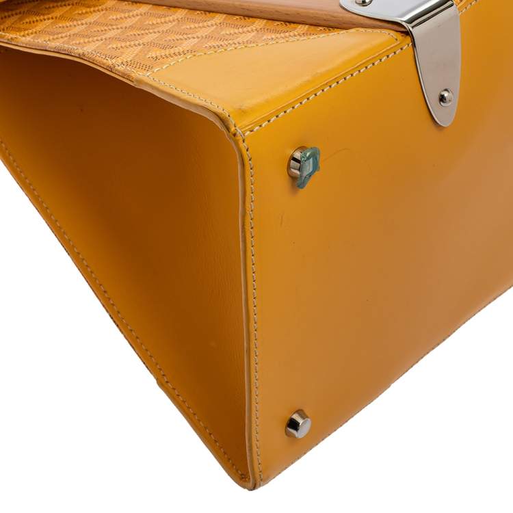 Pre Owned Goyard Yellow Coated Canvas and Leather MM Saigon Top Handle Bag