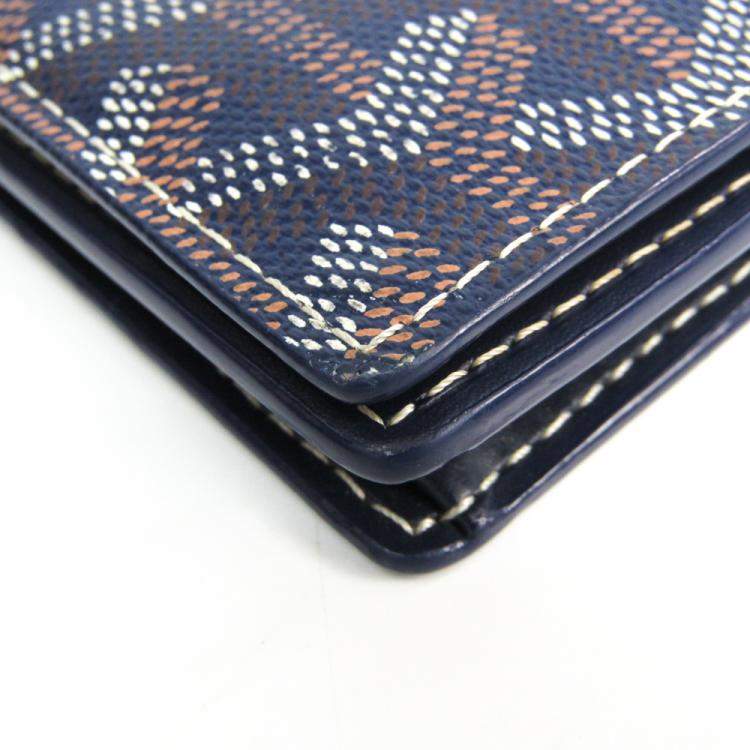 Pre Owned Goyard Navy Blue Coated Canvas Richelieu Wallet