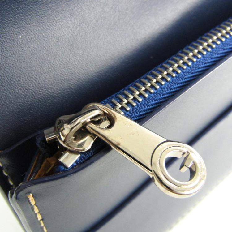 Pre Owned Goyard Navy Blue Coated Canvas Richelieu Wallet