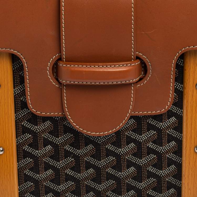 Pre Owned Goyard Brown/Cognac Coated Canvas and Leather Saigon Top Handle Bag