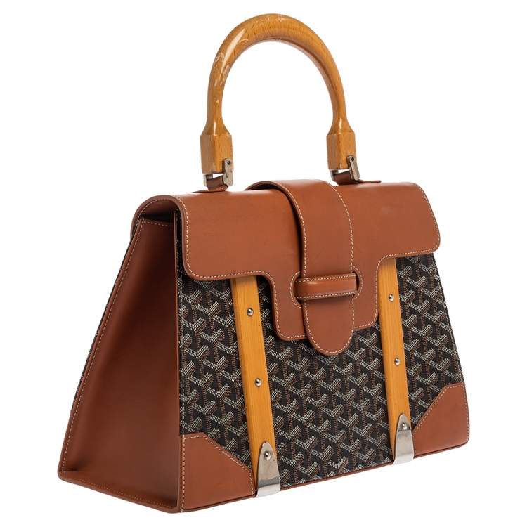 Pre Owned Goyard Brown/Cognac Coated Canvas and Leather Saigon Top Handle Bag