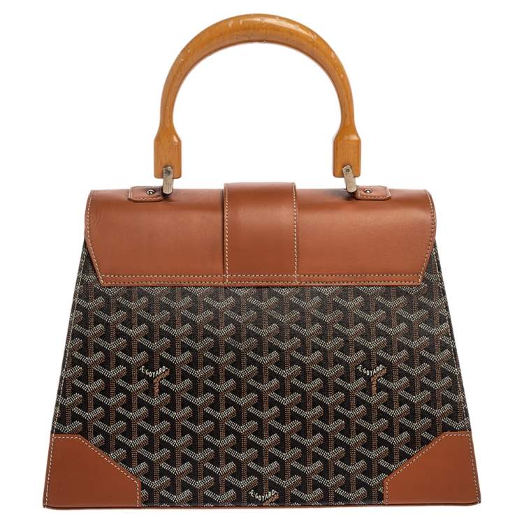 Pre Owned Goyard Brown/Cognac Coated Canvas and Leather Saigon Top Handle Bag