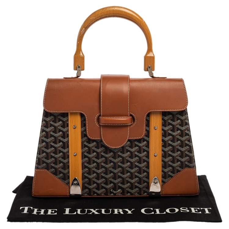 Pre Owned Goyard Brown/Cognac Coated Canvas and Leather Saigon Top Handle Bag