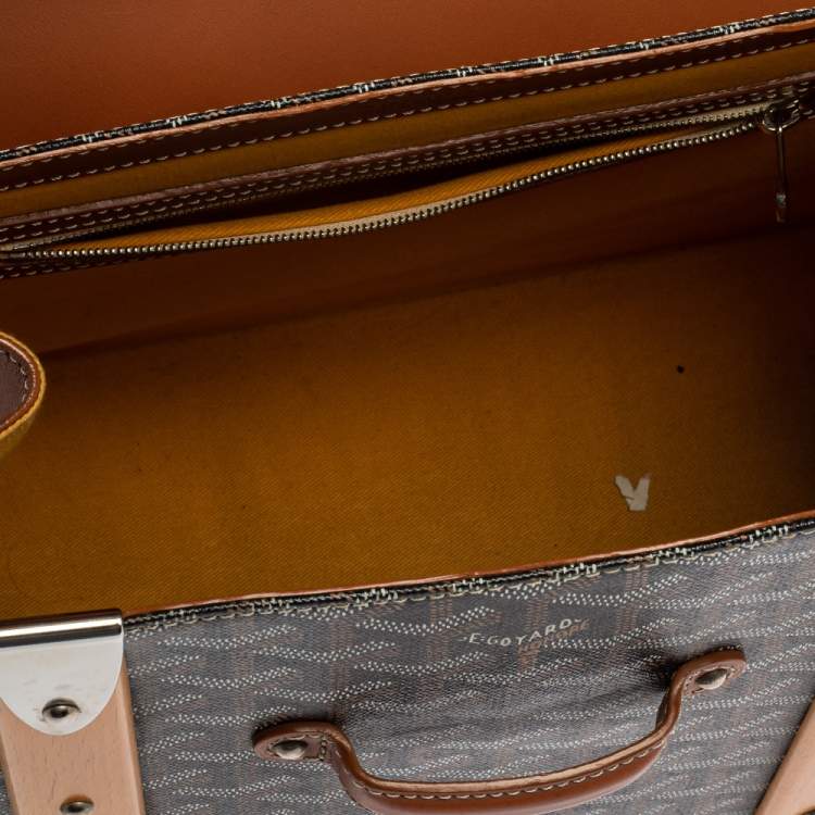Pre Owned Goyard Brown/Cognac Coated Canvas and Leather Saigon Top Handle Bag