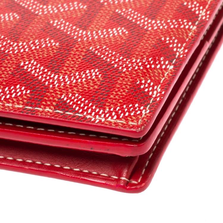 Pre Owned Goyard Red Goyardine Coated Canvas and Leather Richelieu Wallet