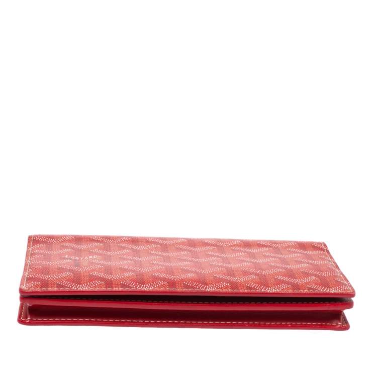 Pre Owned Goyard Red Goyardine Coated Canvas and Leather Richelieu Wallet