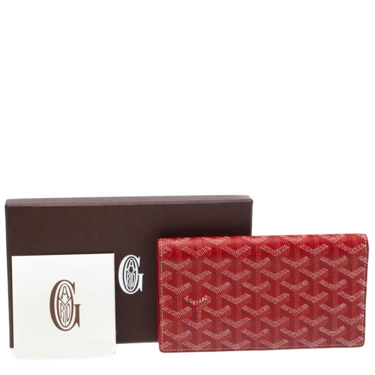 Pre Owned Goyard Red Goyardine Coated Canvas and Leather Richelieu Wallet