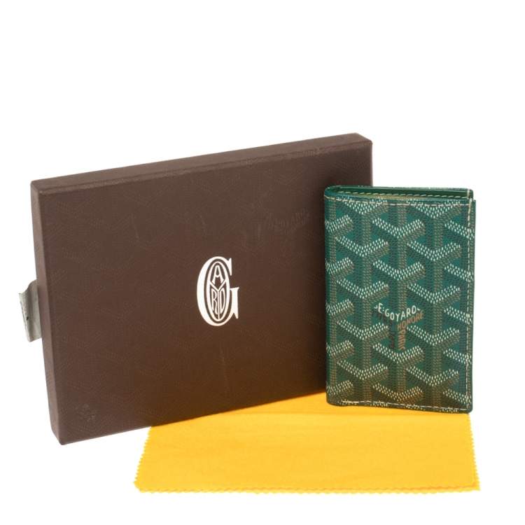 Pre Owned Goyard Green Goyardine Coated Canvas St. Marc Card Holder 