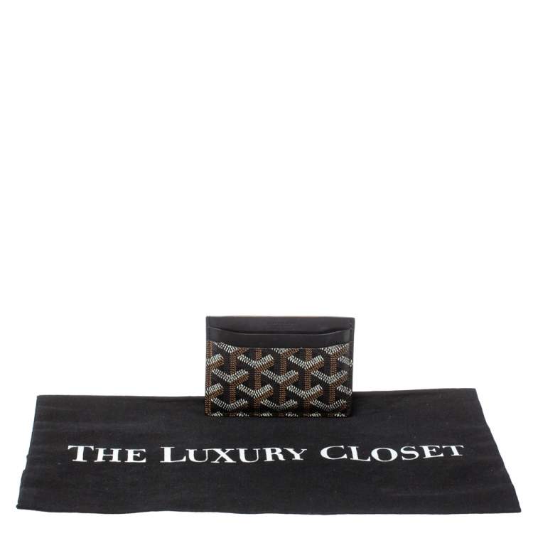 Pre Owned Goyard Black Goyardine Coated Canvas and Leather Saint Sulpice Card Holder