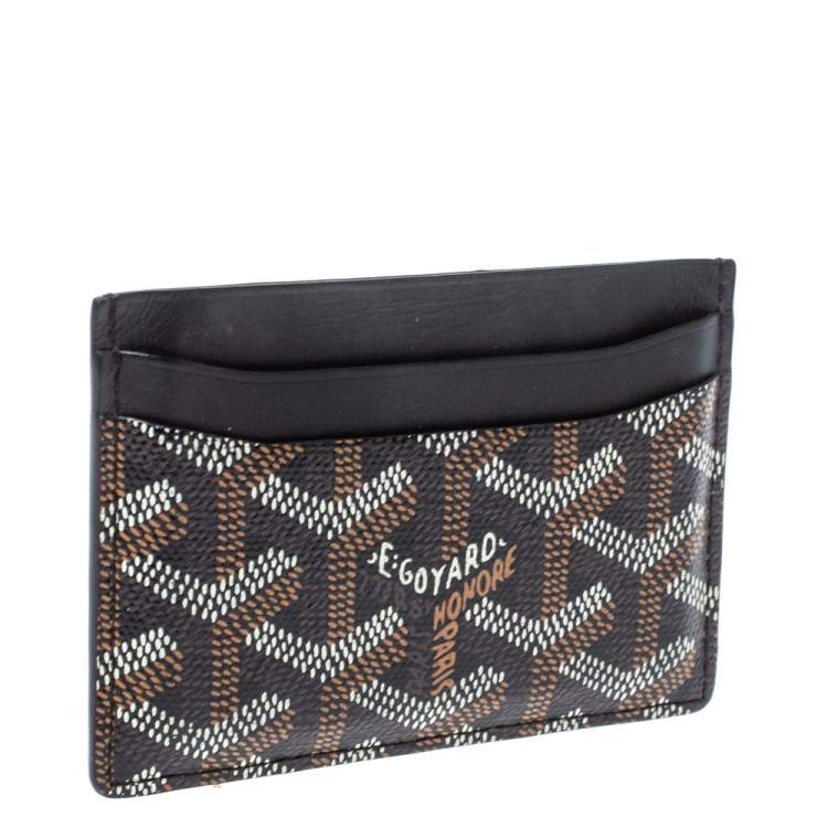 Pre Owned Goyard Black Goyardine Coated Canvas and Leather Saint Sulpice Card Holder