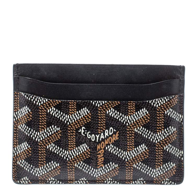 Pre Owned Goyard Black Goyardine Coated Canvas and Leather Saint Sulpice Card Holder