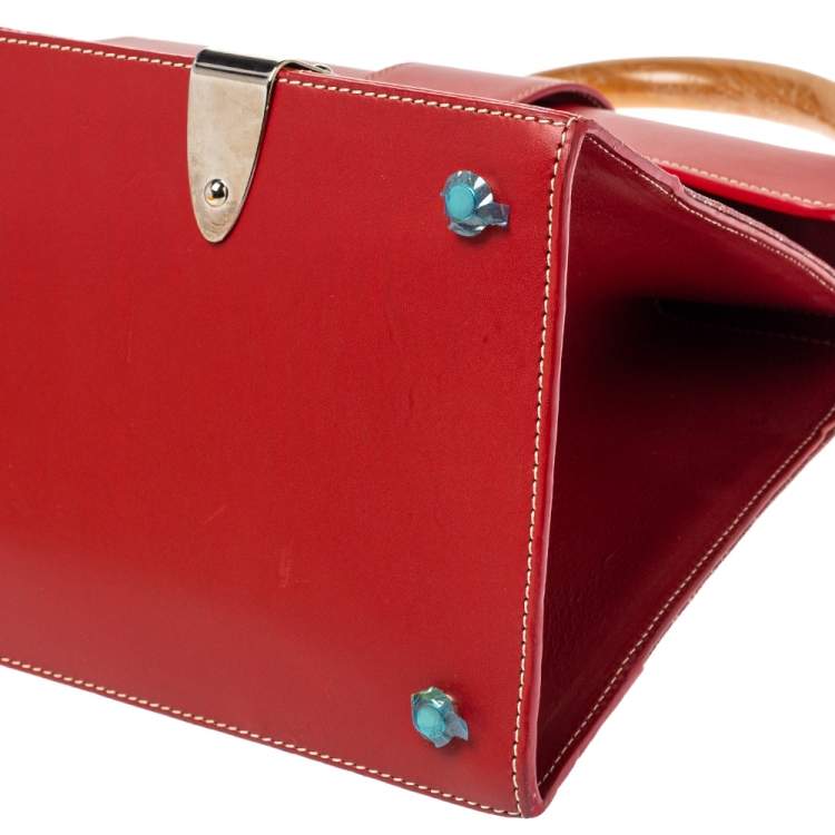 Pre Owned Goyard Red Goyardine Coated Canvas and Leather Saigon Top Handle Bag
