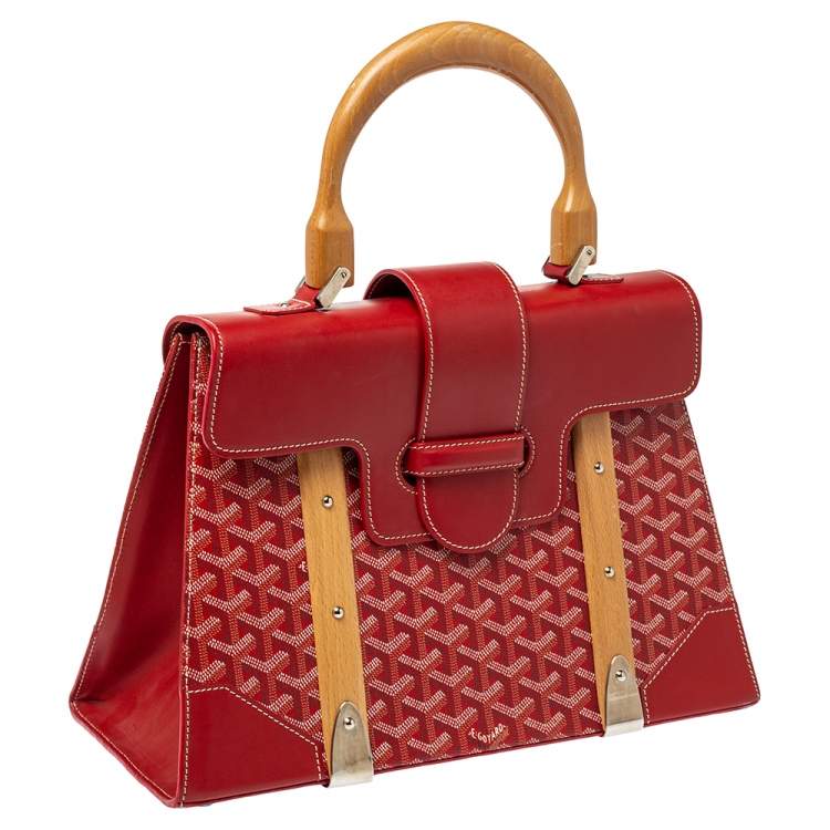 Pre Owned Goyard Red Goyardine Coated Canvas and Leather Saigon Top Handle Bag