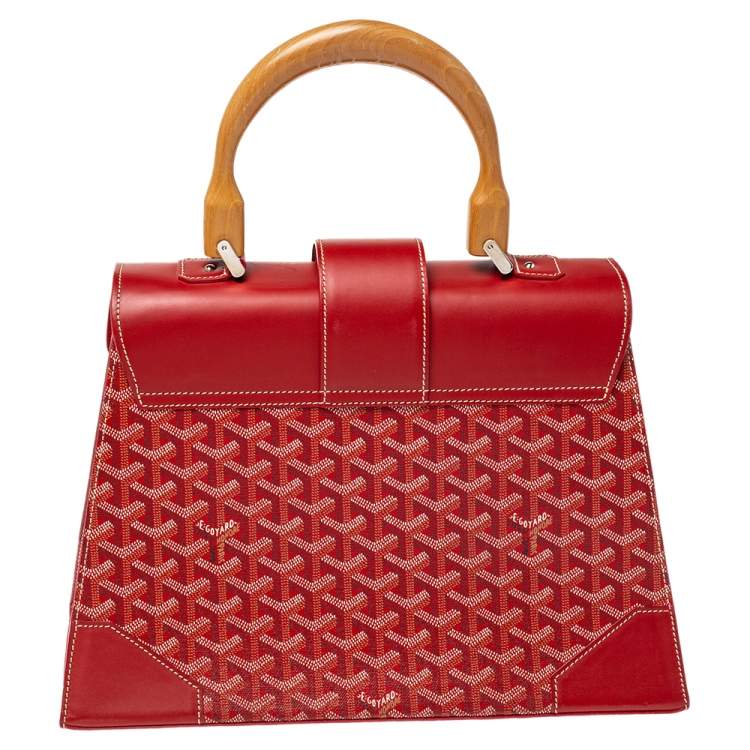 Pre Owned Goyard Red Goyardine Coated Canvas and Leather Saigon Top Handle Bag