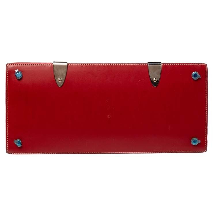 Pre Owned Goyard Red Goyardine Coated Canvas and Leather Saigon Top Handle Bag