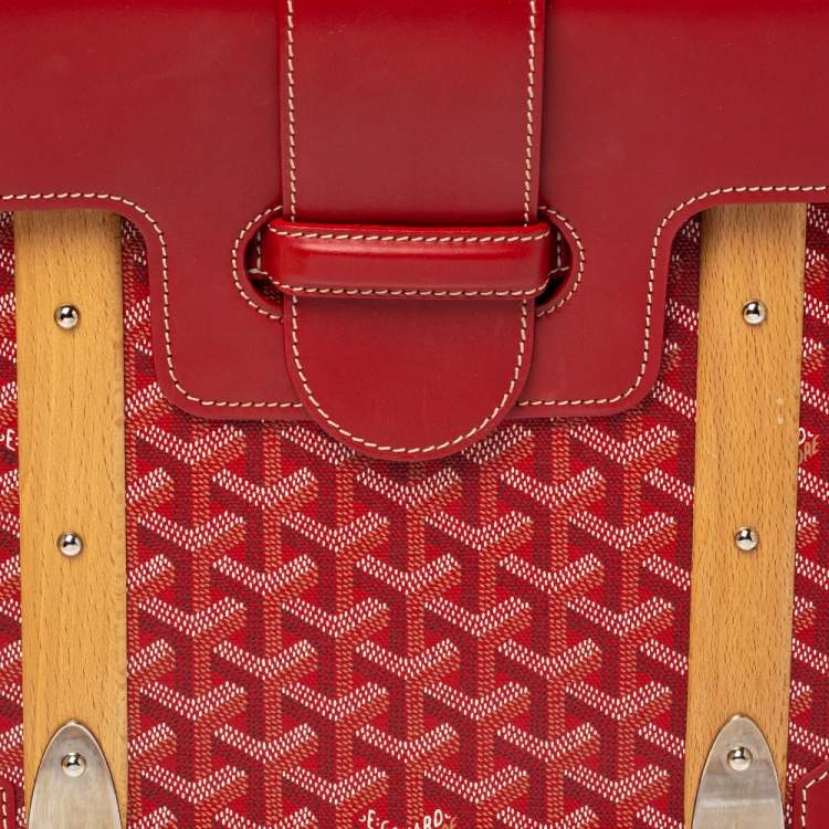 Pre Owned Goyard Red Goyardine Coated Canvas and Leather Saigon Top Handle Bag