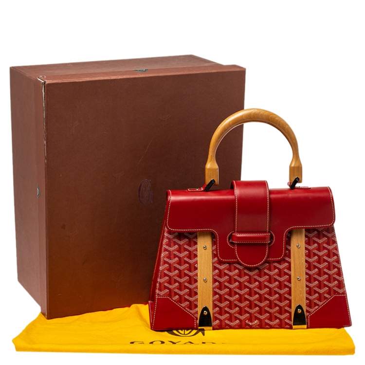 Pre Owned Goyard Red Goyardine Coated Canvas and Leather Saigon Top Handle Bag