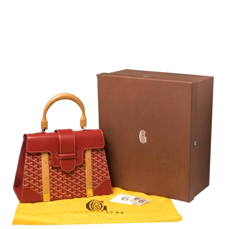 Pre Owned Goyard Red Goyardine Coated Canvas and Leather Saigon Top Handle Bag